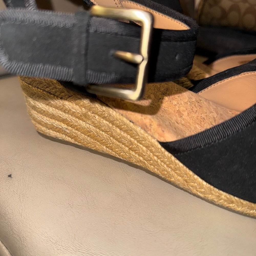 Ugg Wedge Shoe Womens 6.5 Australia Maybell Black 1019887 Espadrille Strap - Picture 9 of 12